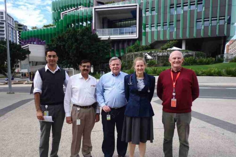 Dr Nitin Kapur (left), Dr Ankit Parakh, Dr Alan Isles Director Pediatric Respiratory & Sleep, LCCH, Dr Leanne Gauld Consultant Pediatric Respiratory & Sleep, LCCH, Dr Brent Masters (right) Consultant Pediatric Respiratory & Sleep, LCCH